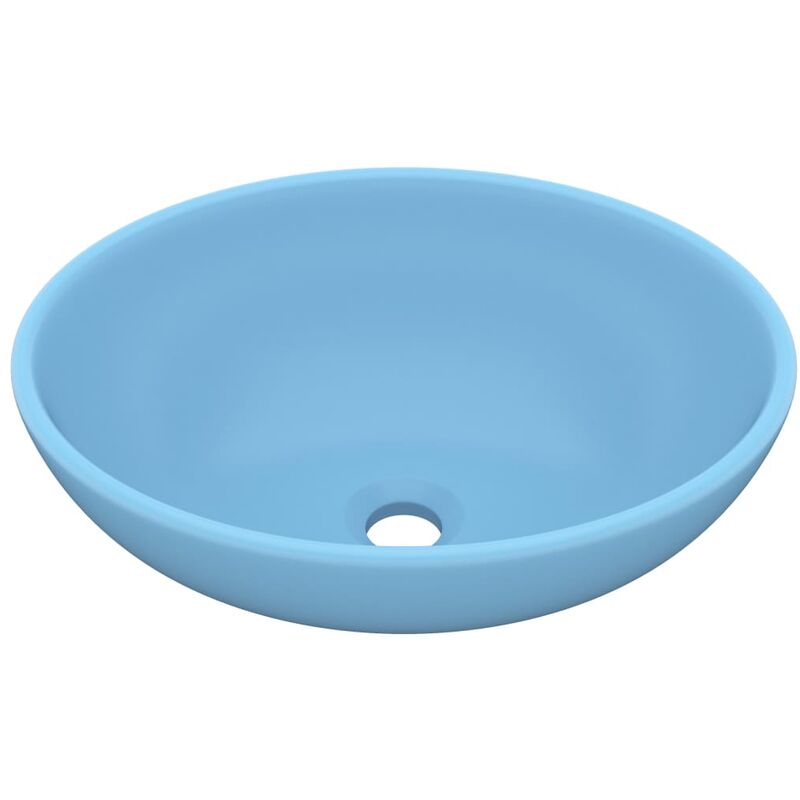 vidaXL Luxury Basin Oval-shaped Matt Light Blue 40x33 cm Ceramic - Blue
