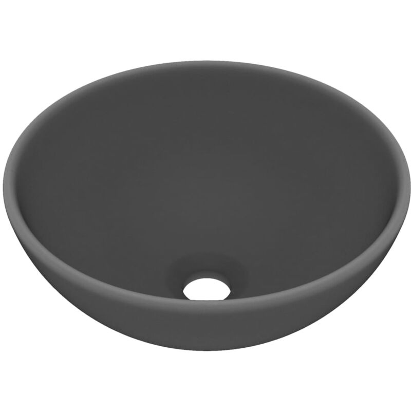 vidaXL Luxury Bathroom Basin Round Matt Dark Grey 32.5x14 cm Ceramic - Grey