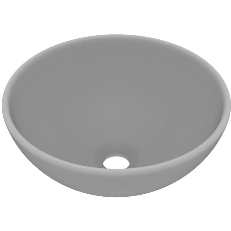 Luxury Bathroom Basin Round Matt Light Grey 32.5x14 cm Ceramic - Grey - Vidaxl