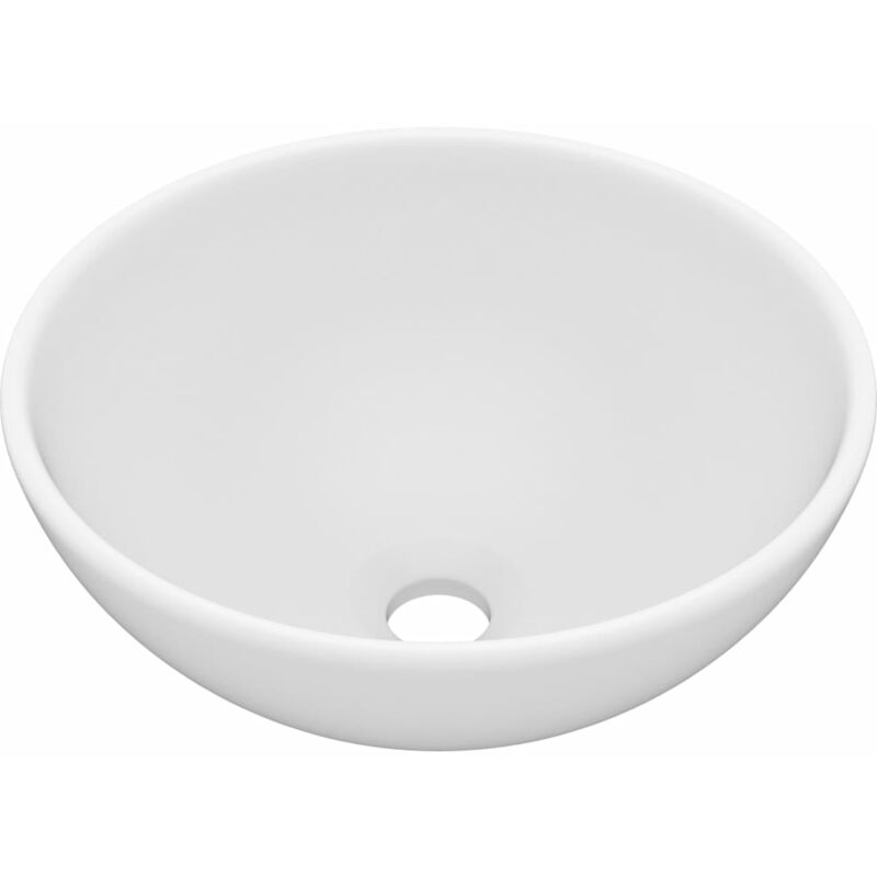 Luxury Bathroom Basin Round Matt White 32.5x14 cm Ceramic - White - Vidaxl