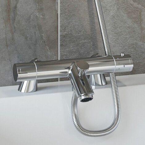 Luxury Bathroom Bath Filler Shower Mixer Tap Valve Only Thermostatic Chrome - Silver