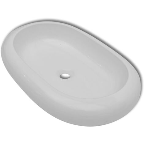 Luxury Ceramic Basin Oval-shaped Sink White 63 x 42 cm