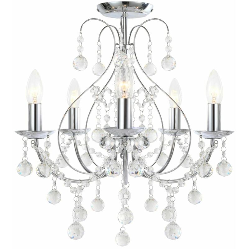 Chrome 5 Light Crystal Chandelier 80591