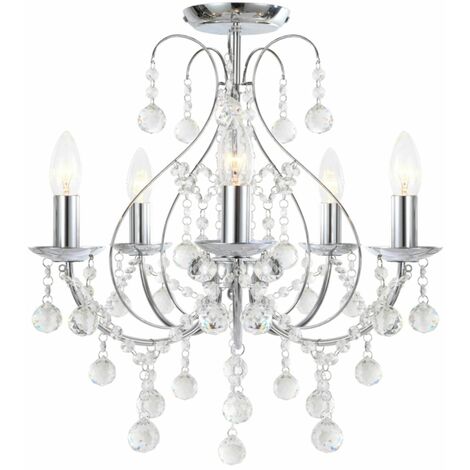 Luxury Chrome Or White Crystal 5 Light Ceiling Chandelier Lounge Bhs Sapparia