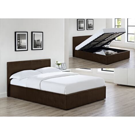 Caspian Ottoman Faux Leather Gas Lift Up Storage Beds