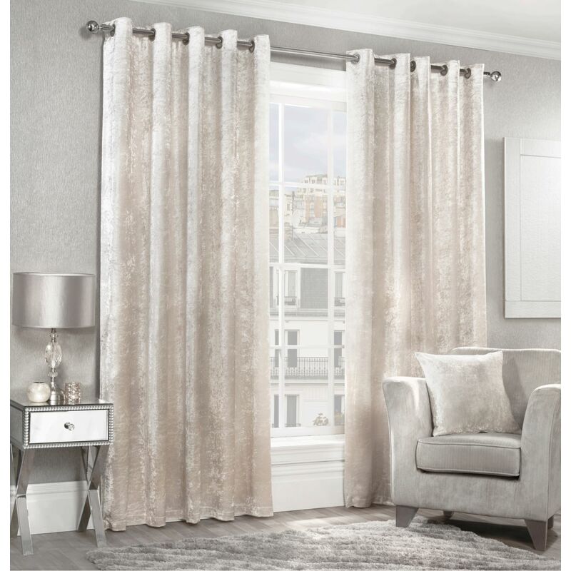 Luxury Modern Crushed Velvet Blush Fully Lined Ready Made Eyelet Ring Top Curtains 46x54'