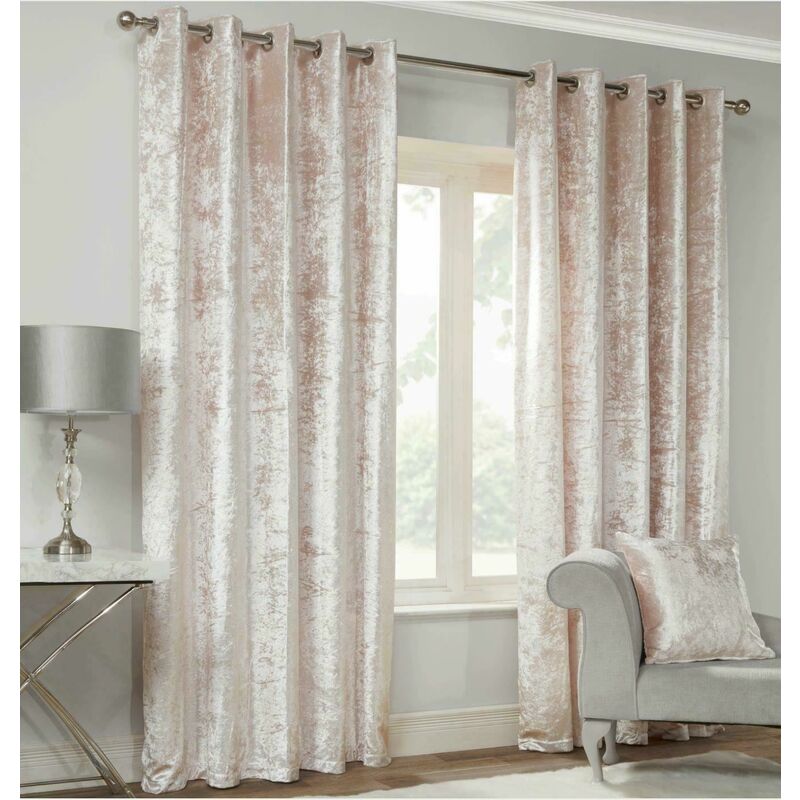 Luxury Modern Crushed Velvet Charcoal Fully Lined Ready Made Eyelet Ring Top Curtains 46x54'