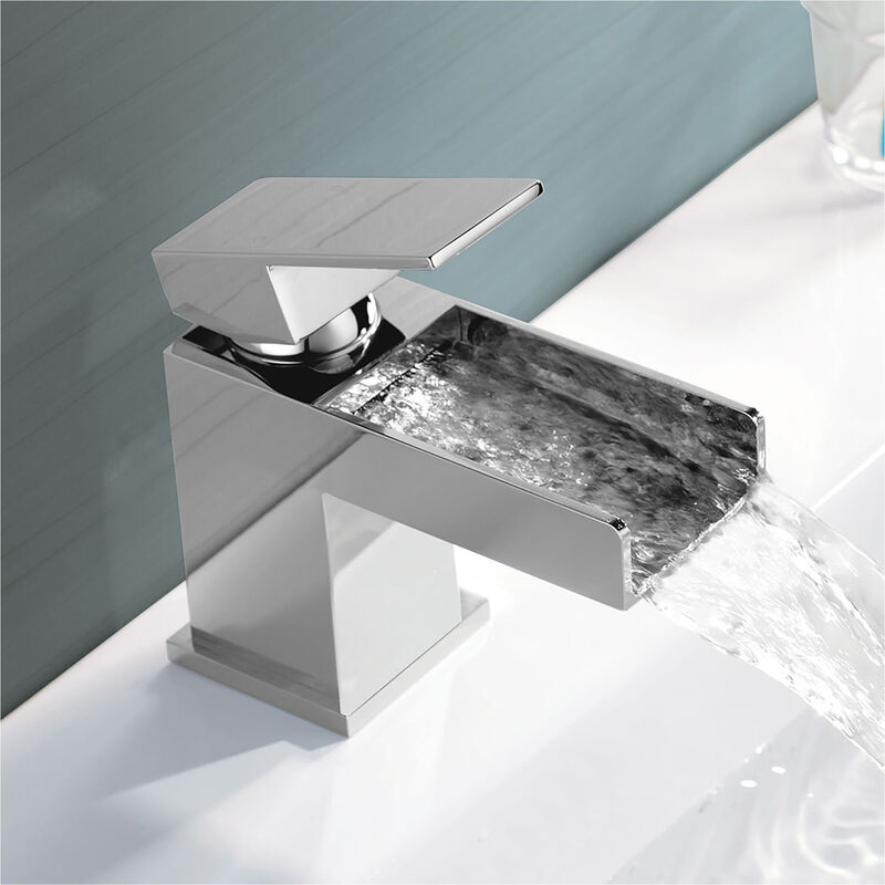 Luxury Modern Waterfall Mini Mono Basin Mixer - Chrome