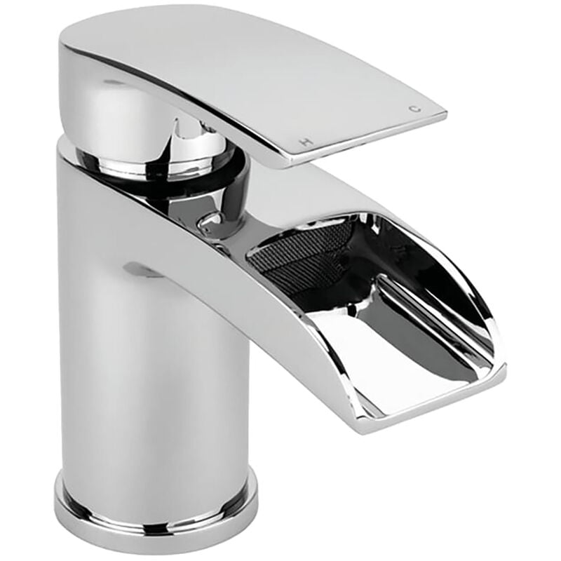 Luxury Modern Waterfall Mono Basin Mixer - Chrome