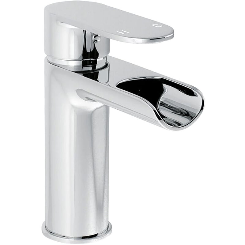 Luxury Modern Waterfall Standard Mono Basin Mixer - Chrome