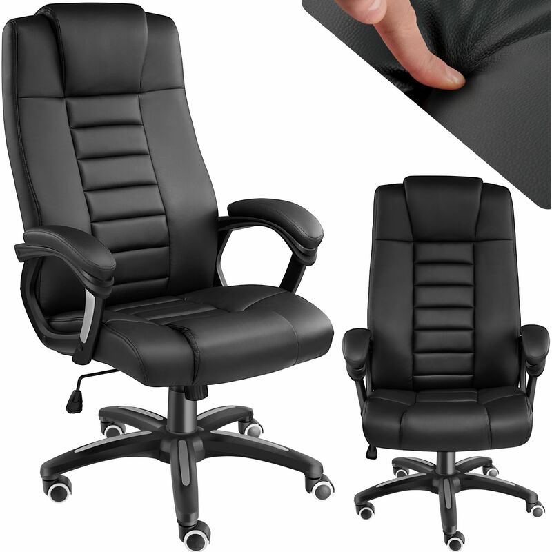 Luxury office chair made of black artificial leather - desk chair, computer chair, ergonomic chair - black
