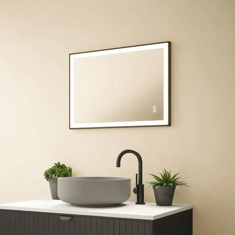 Luxury Rectangle Tunable LED Mirror with Matt Black Trim