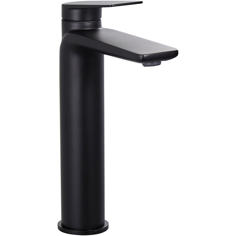 Luxury Sleek Modern Tall High Rise Mono Basin Mixer - Black