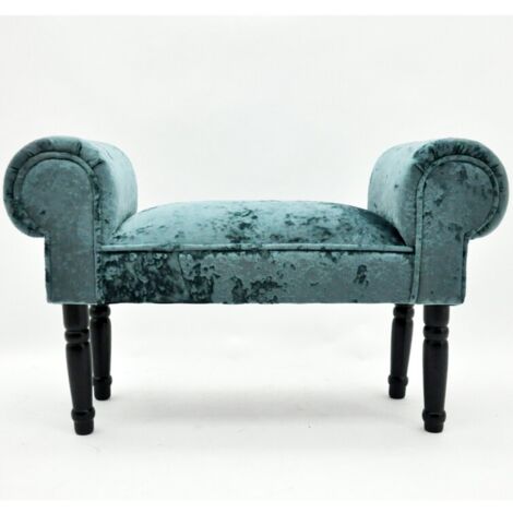 Luxury Small Window Seat Bench - Velvet - L30 x W86 x H52 cm - Blue