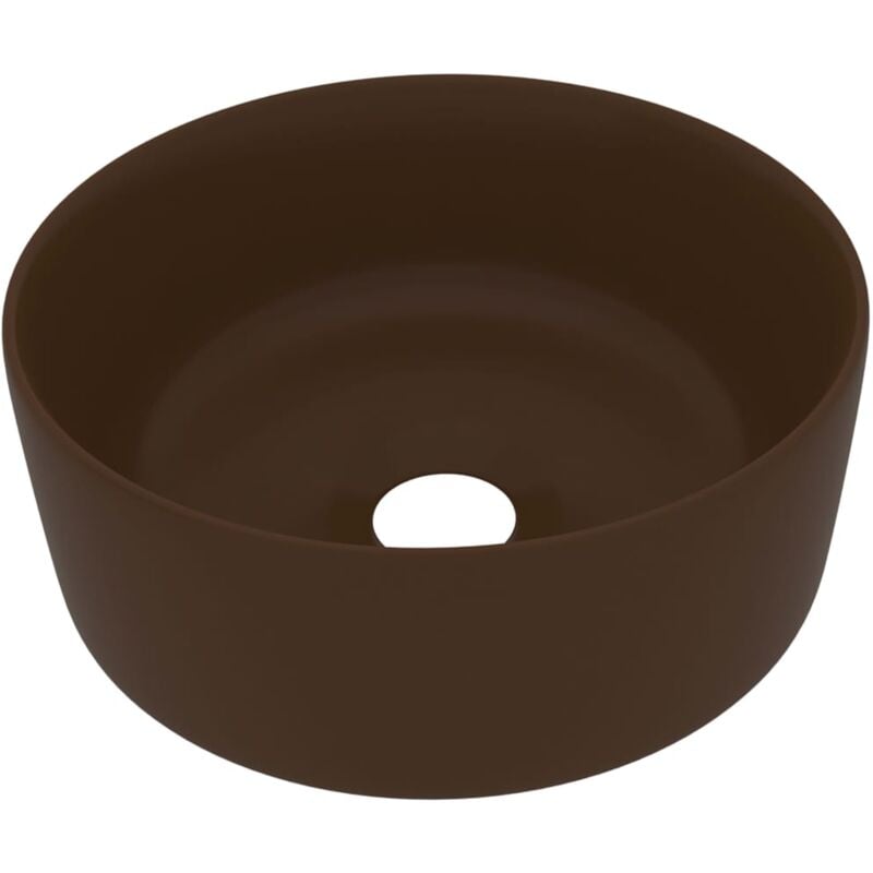 Luxury Wash Basin Round Matt Dark Brown 40x15 cm Ceramic - Brown - Vidaxl