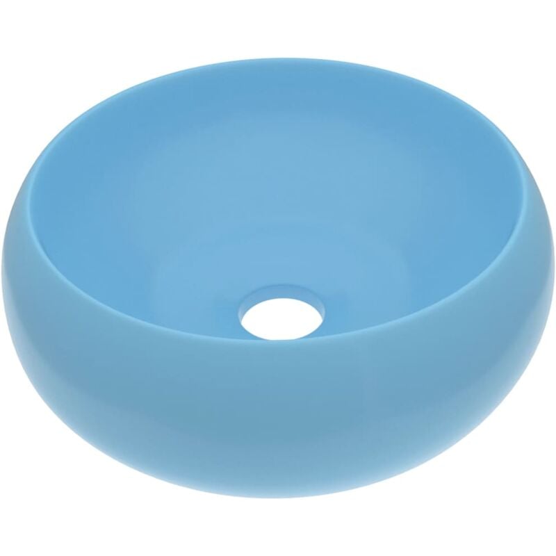 Luxury Wash Basin Round Matt Light Blue 40x15 cm Ceramic - Blue - Vidaxl