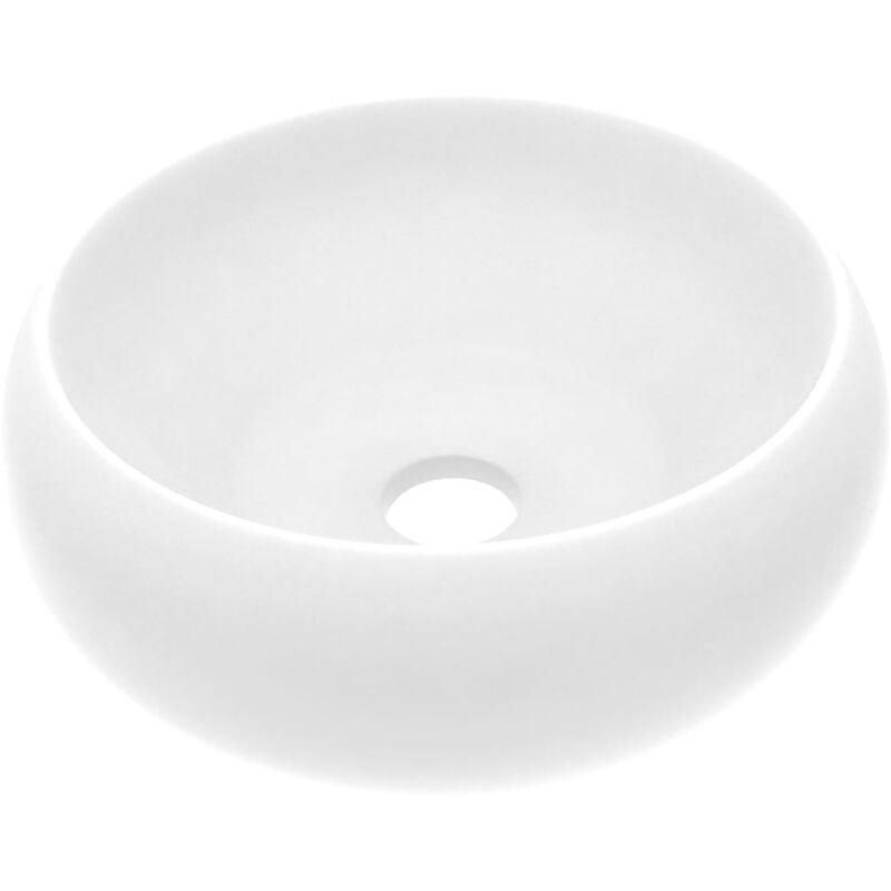 Luxury Wash Basin Round Matt White 40x15 cm Ceramic - White - Vidaxl