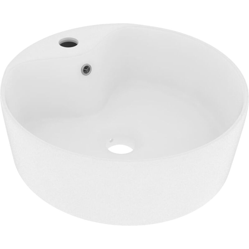 Luxury Wash Basin with Overflow Matt White 36x13 cm Ceramic - White - Vidaxl