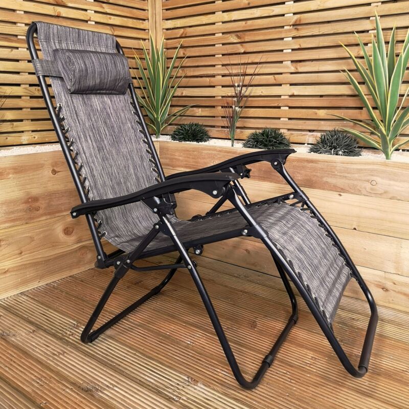 Luxury Zero Gravity Garden Relaxer Chair / Sun Lounger - Grey