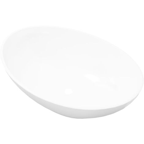 Luxus Keramik Waschbecken Oval Waschschale Aufsatzwaschbecken Waschtisch Waschplatz Handwaschbecken Badezimmer 40x33cm Weiß/Schwarz