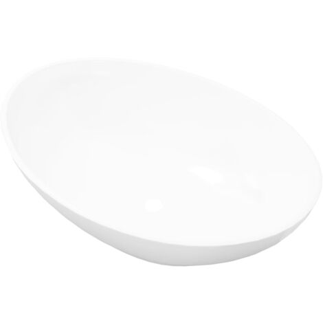 Luxus Keramik Waschbecken Oval Weiß 40 x 33 cm vidaXL