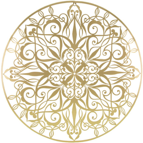 Luxus Metal Art Wanddeko Mandala Gold Rund 80cm