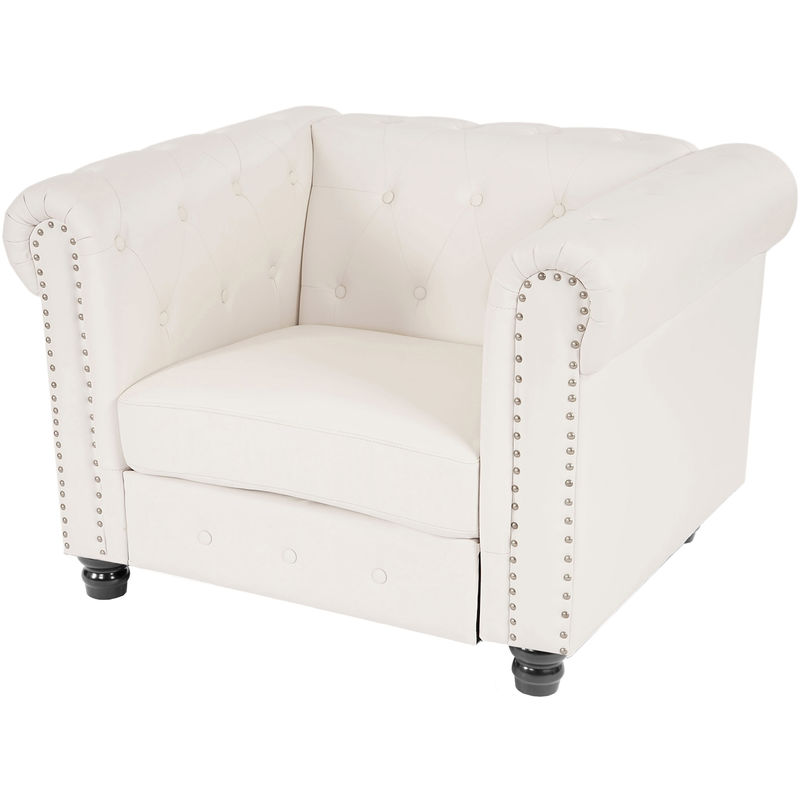 HHG - Luxus Sessel Loungesessel Relaxsessel Chesterfield Edinburgh ~ runde Füße, weiß