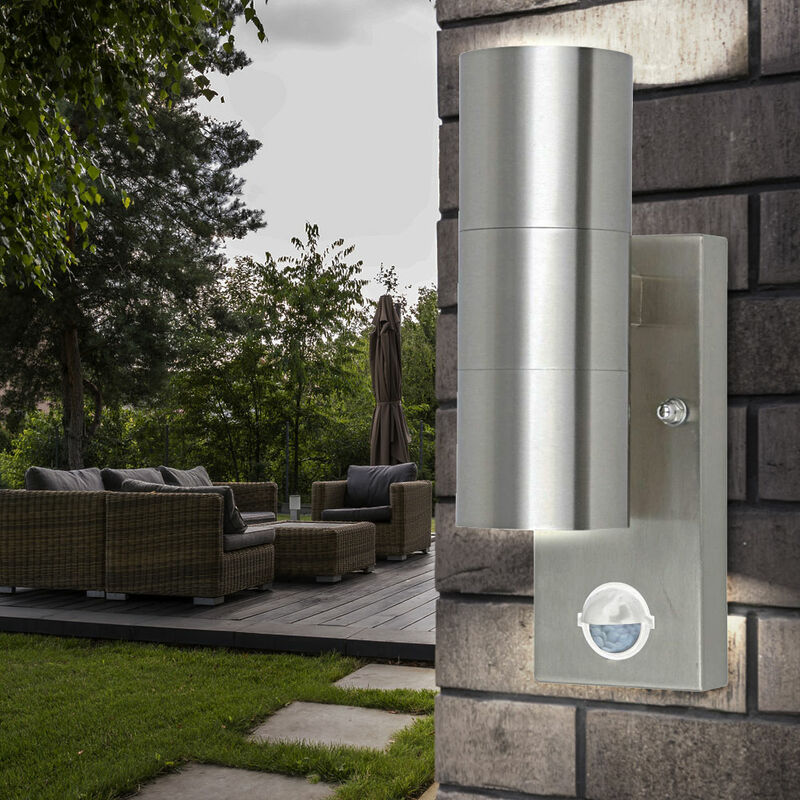 

Luminaria de exterior 120 ° lámpara de pared con sensor Up Down foco de acero inoxidable Harms 103116