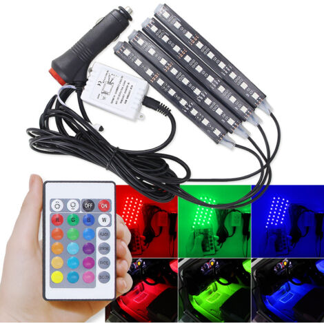 Luz ambiental interior para automóvil RGB 5050-9, LED de siete colores, modelo de uno a cuatro.
