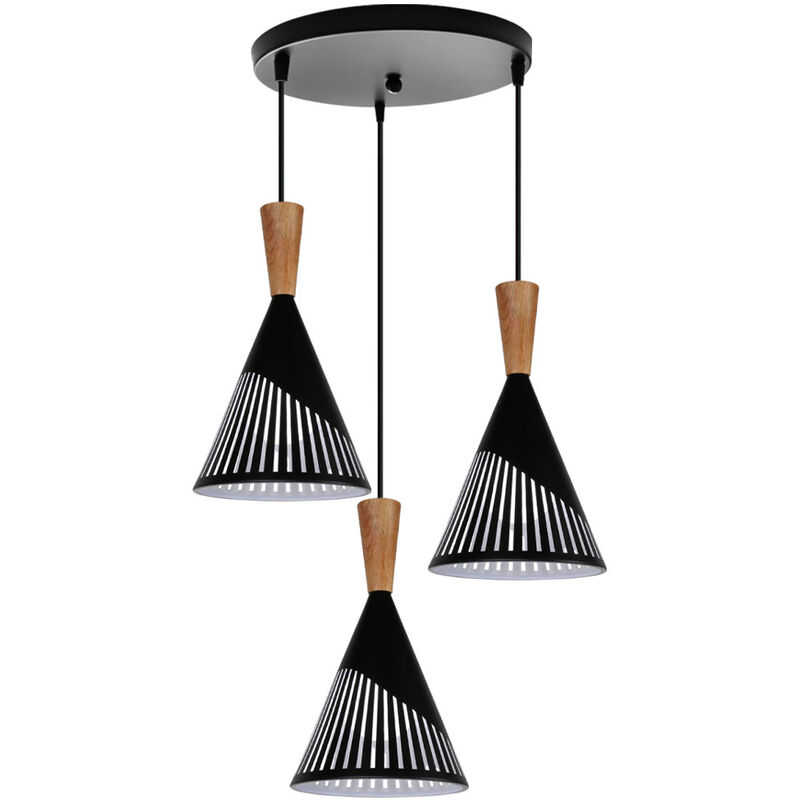 

Luz colgante creativo industrial interior luz colgante ajustable simple moderna 3 luces Negro - Negro