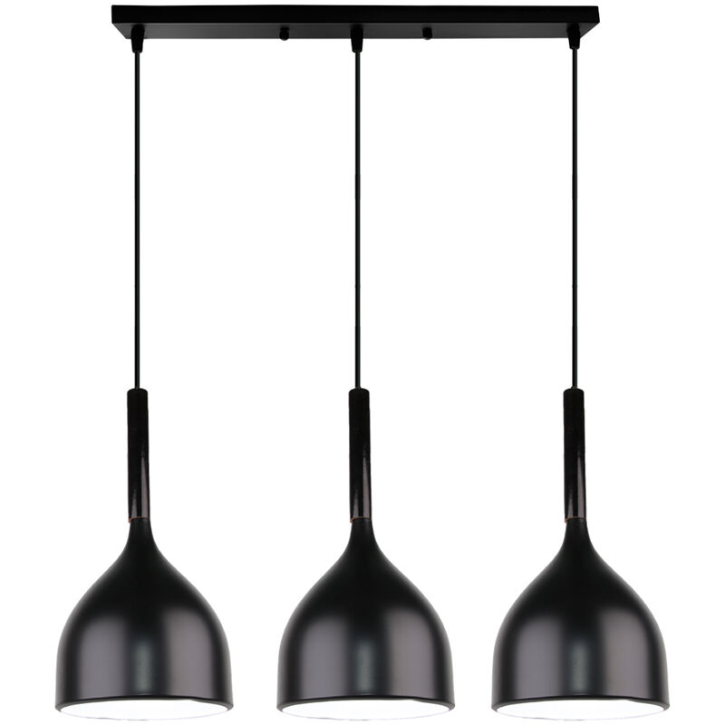 

Luz colgante metal retro cocina sala de estar decoración creativa lámpara colgante 3 luces (negro) - Negro