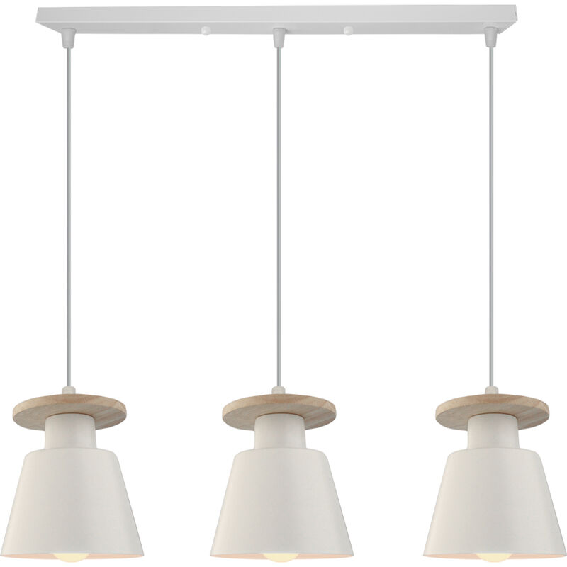 

Luz colgante metal retro simple moderno dormitorio comedor luz colgante industrial 3 luces - Blanco