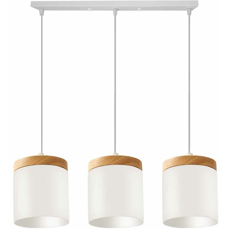 

Luz Colgante Moderna Luz de Techo Nórdica 3 Luces Colgante de Luz de Retro Metal para Cocina Comedor Oficina Dormitorio E27-(Blanca)