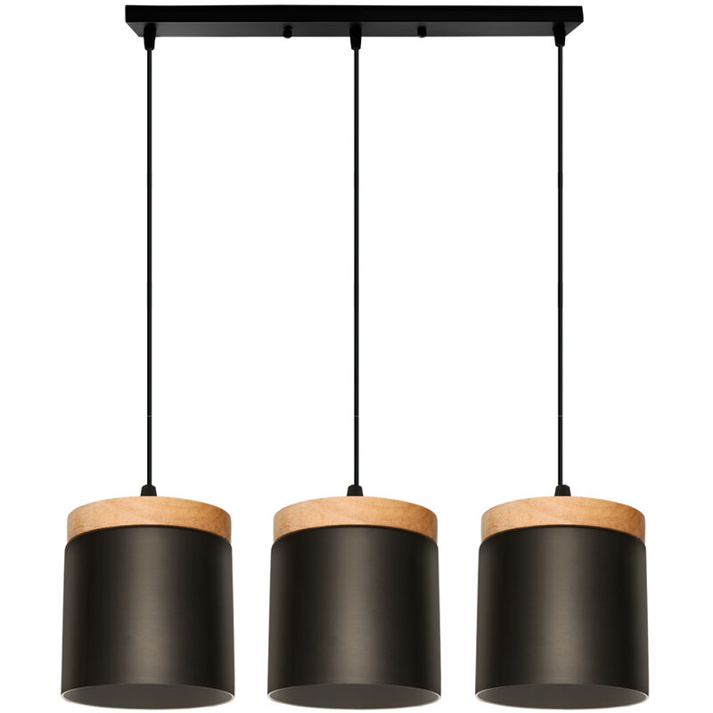 

Luz Colgante Moderna Luz de Techo Nórdica 3 Luces Colgante de Luz de Retro Metal para Cocina Comedor Oficina Dormitorio E27-(Negro)