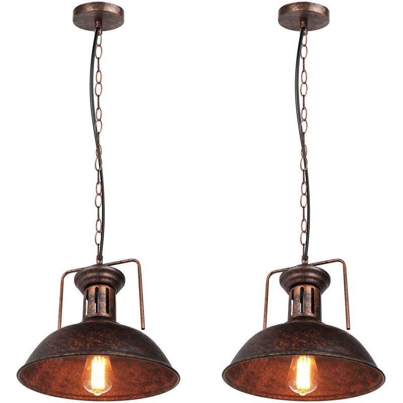 

Lámparas de Colgar Nostálgica Vintage Lámparas de Colgar de Metal Creativa Ø330MM Colgante de Luz Industrial Retro-2 Piezas