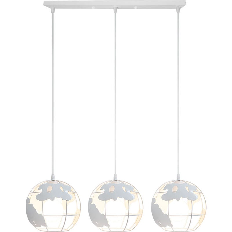 

Luz colgante retro globo, lámpara colgante metal creativo moderno E27 retroe industrial clásica dormitorio sala de estar, Blanco - Blanco