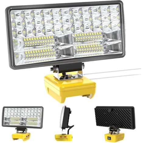 Luz Compatible con Baterías Dewalt 18V/20V, Luz de Trabajo Led Inalámbrica Linterna Recargable 38W 6000Lm con Protección de Bajo Voltaje y USB, Reflector Led con Batería [Clase de eficiencia energétic
