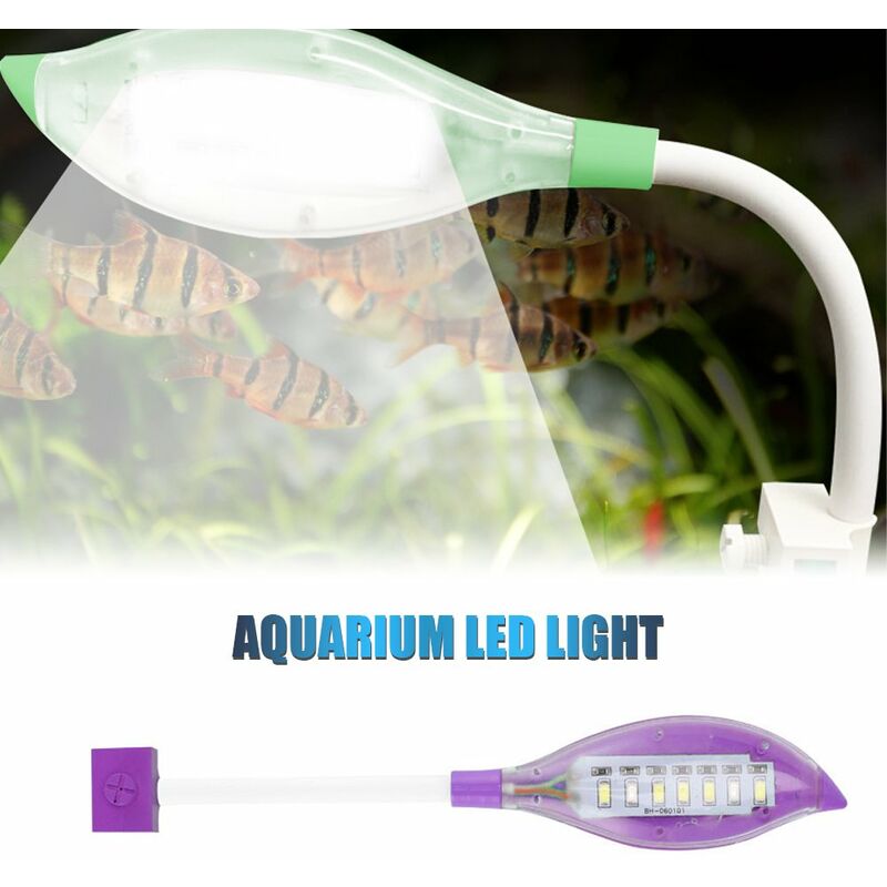 Luz de acuario Luz de clip led pequeña para pecera Luz led con forma de hoja usb para pecera de acuario Color de iluminación azul blanco