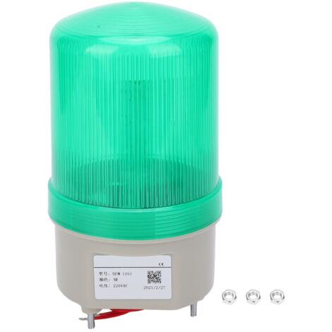 Luz de alarma LEDBEM-1101 220 VCA ABS verde intermitente para uso comercial