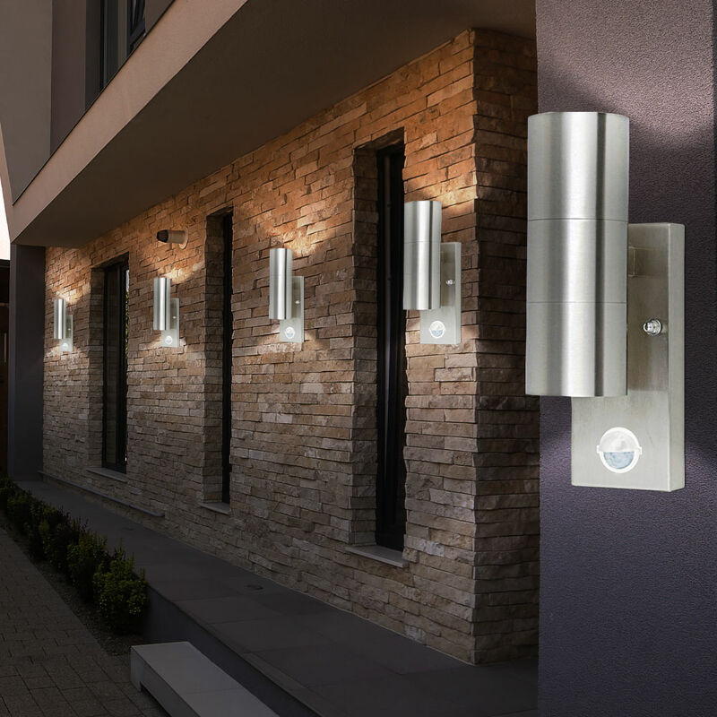 

Luminarias para exteriores Lámparas de pared para jardín con sensor de 120 ° Nature Focos Up Down de acero inoxidable en un juego de 5