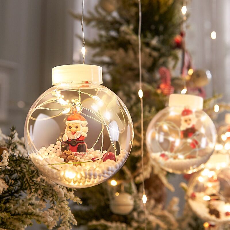 

Luz de bola colgante de Navidad, luz de cortina de bola de deseos de Papá Noel, 3 metros 10 bolas, bola de deseos, centro comercial romántico blanco