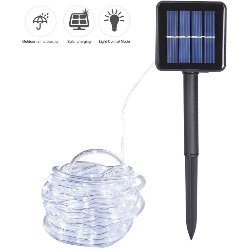 

Luz de cadena de tubo solar, 100 cuentas de luz, 12M,Blanco