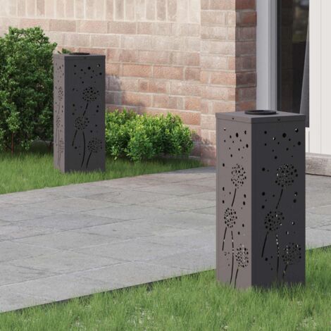 Luz de camino LED solar 2 pcs Negro Acero laminado en frío