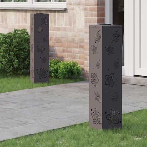 Luz de camino LED solar 2 pcs Negro Acero laminado en frío