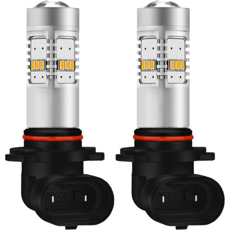 Luz de conducción DRL 9005/HB3 de 1800 LM, luz de conducción de 360°, adecuada como luz de circulación diurna o luz antiniebla, ámbar