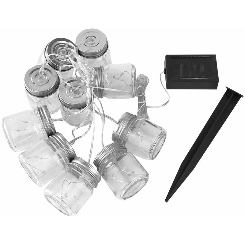 

Luz de cuerda solar 10 tarros de vidrio micro LED blanco cálido BOKY 4m