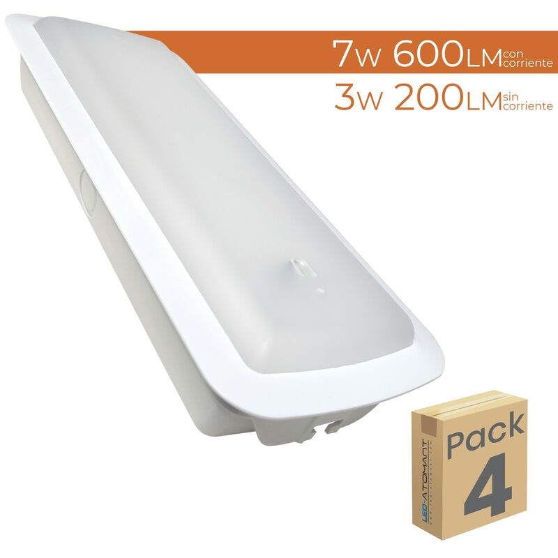 

Luz de Emergencia LED 3W con función Permanente 7W. Empotrable o Superficie | Blanco Frío 6500K - Pack 4 Uds. - Blanco Frío 6500K