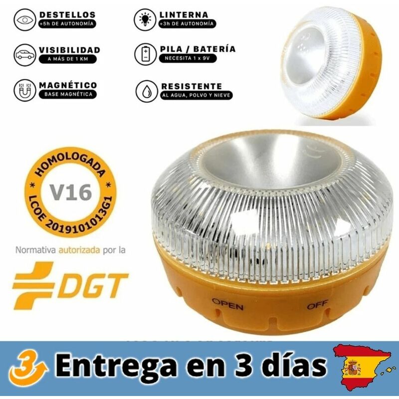 

Luz de Emergencia V16 Autónoma luz emergencia de Señalización de Emergencia con Linterna Homologada por la DGT color naranja