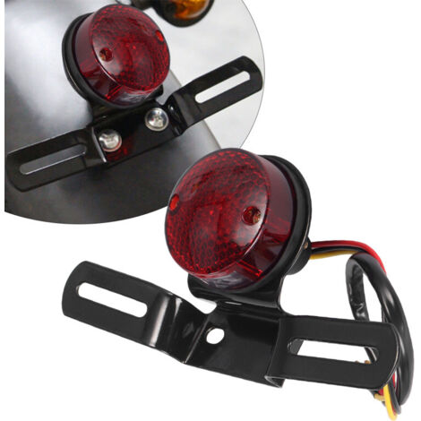 Luz de freno de motocicleta, luz de freno trasera, utilizada para modificar la Harley Cruiser Crown Prince, luz de freno metálica retro, luz de freno trasera para matrícula