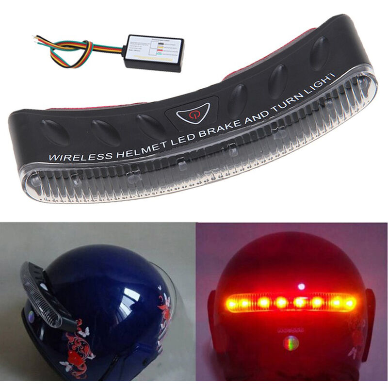 

Happyshop - Luz de freno para casco de motocicleta 8 LED Indicador de lampara intermitente de advertencia de senal de giro impermeable